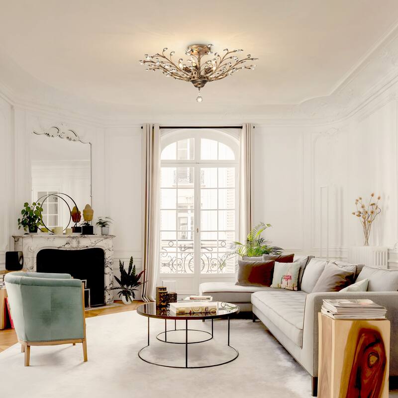 Starsky 5-Light Vintage Crystal Branch Semi-Flush Mount