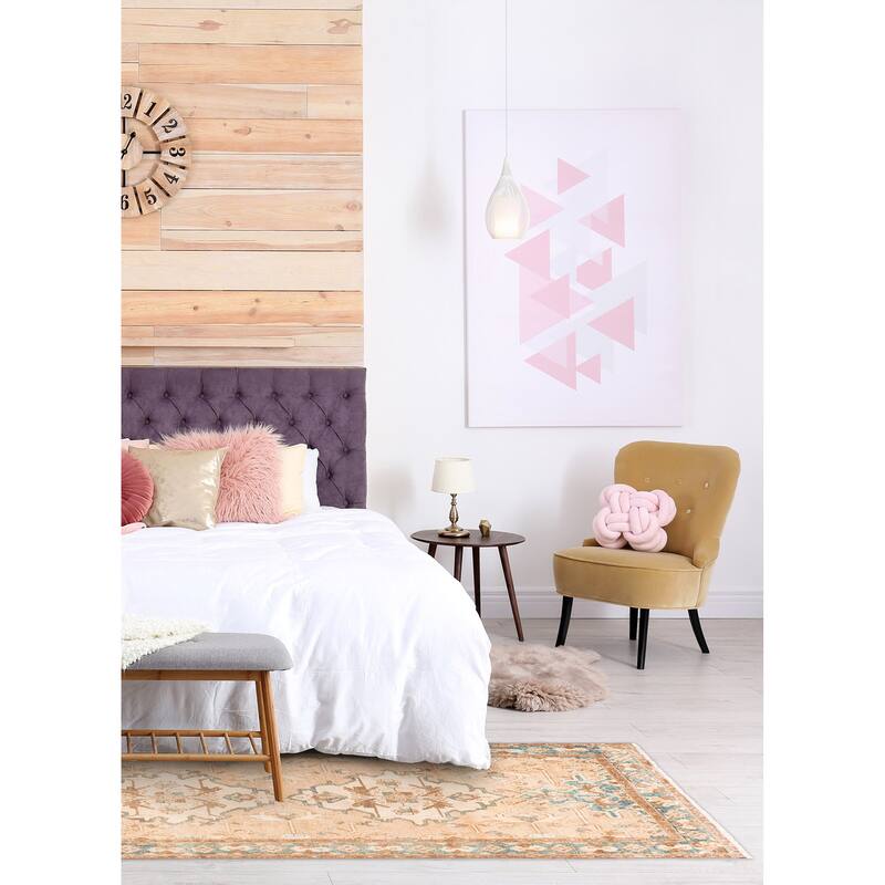 ECARPETGALLERY Hand-knotted Antalya Vintage Tan Wool Rug - 5'0 x 9'7