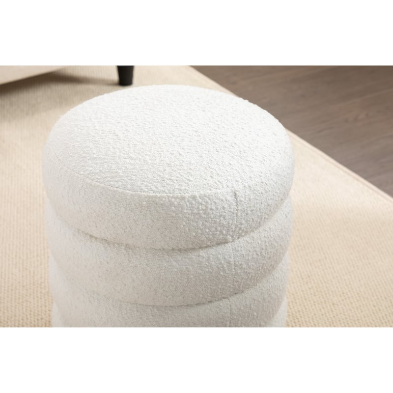 Soft Boucle Round Ottoman Footrest Stool