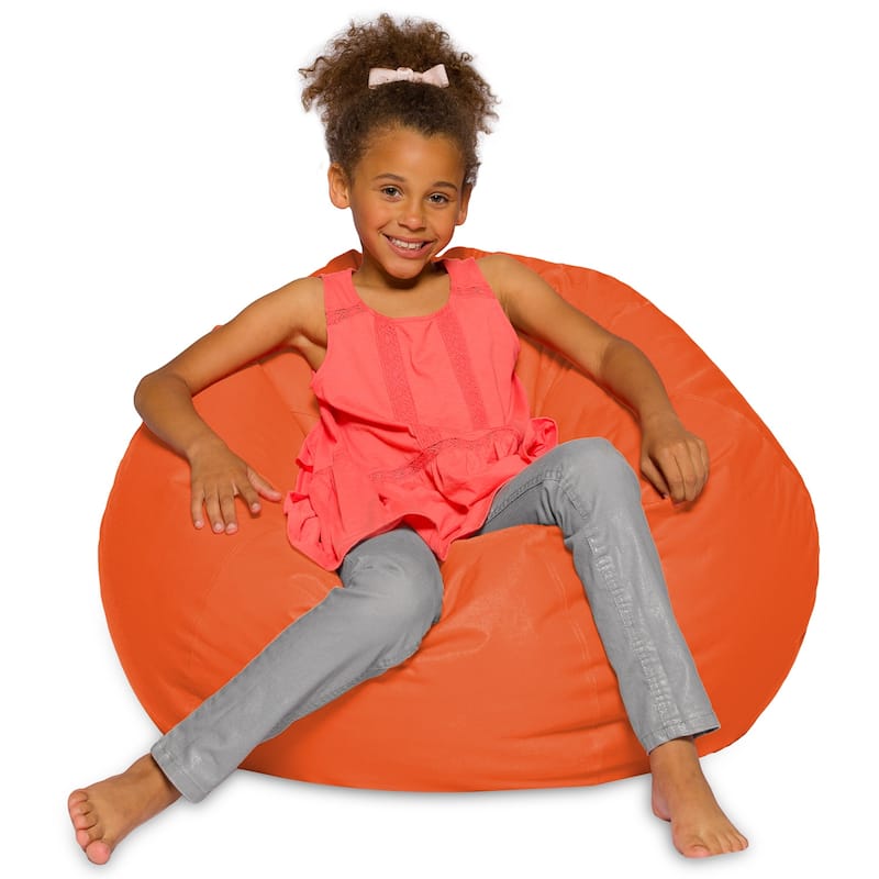 Kids Bean Bag Chair, Big Comfy Chair - Machine Washable Cover - 38 Inch Large - Solid Orange