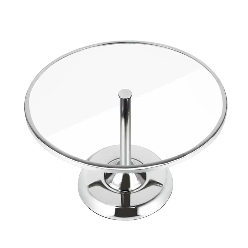 Silver Round Glass Top Cake Stand Dessert Display