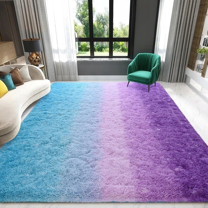 Shaggy Home Decor Carpet Luxury Gradient Rug for Living Room Bedroom