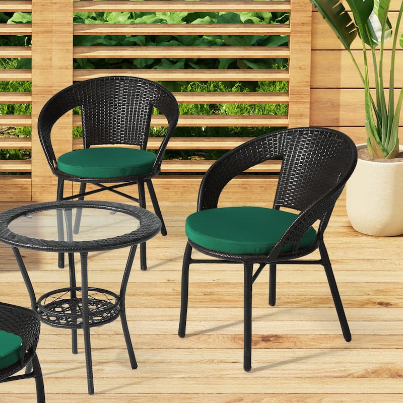 Fading Free All Weather Outdoor Patio Dining Chair Seat Cushions - (Set of 4) - 18" Round - Green