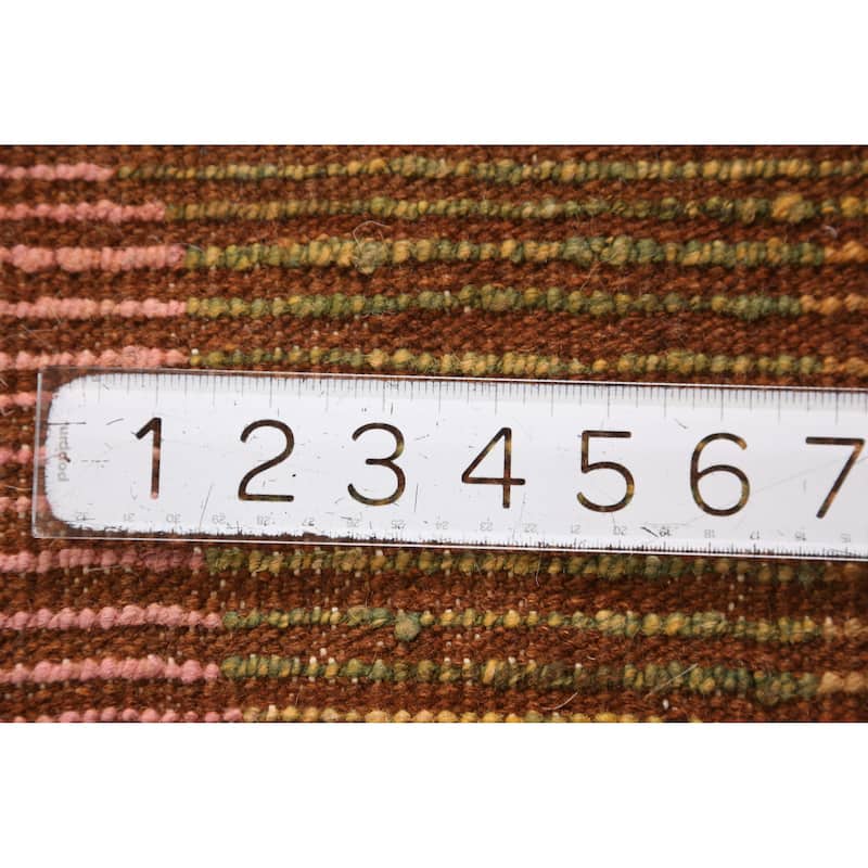 Geometric Moroccan Oriental Area Rug Orange Hand-Knotted Wool Carpet - 7'1" x 9'8"