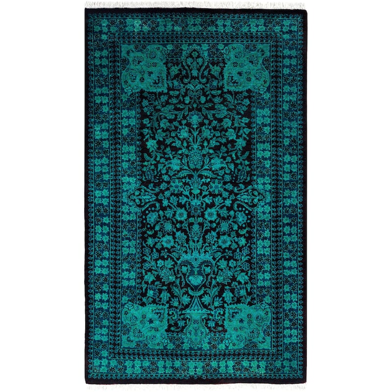 Overdyed One-of-a-Kind Hand-Knotted Area Rug - Green - 3' 1" x 5' 2"