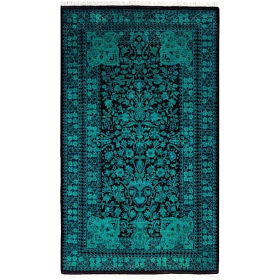 Overdyed One-of-a-Kind Hand-Knotted Area Rug - Green - 3' 1" x 5' 2"