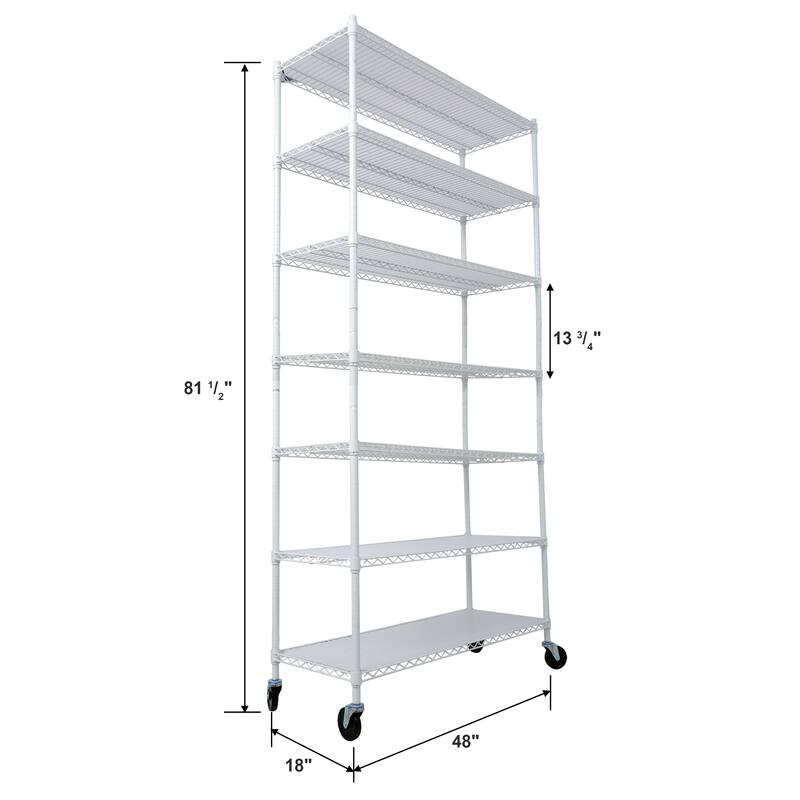 2450lbs Heavy Duty Adjustable Storage Rack with Wheels & Shelf Liners