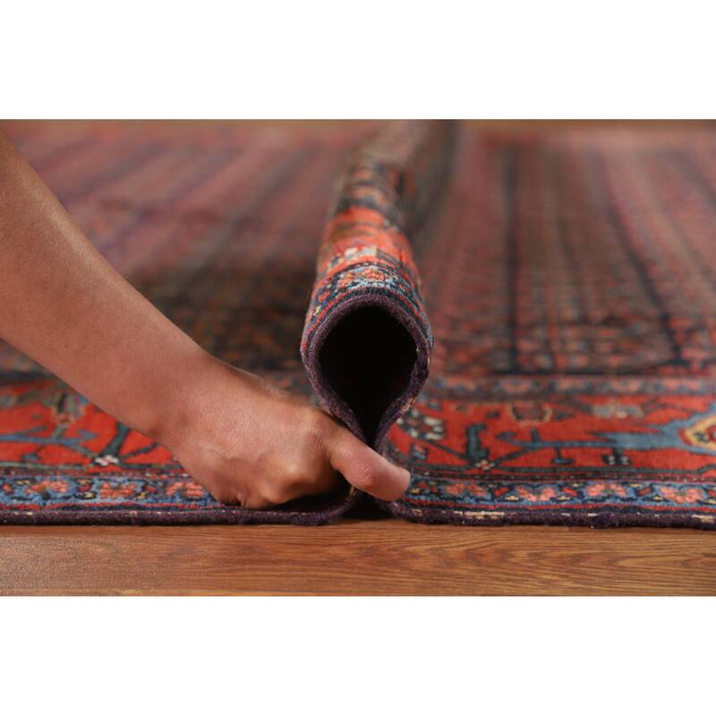 Hand Knotted Oriental 100% Wool Carpet Traditional All-Over Navy Blue & Blues Bidjar Area Rug - 17' 8'' X 6' 9''