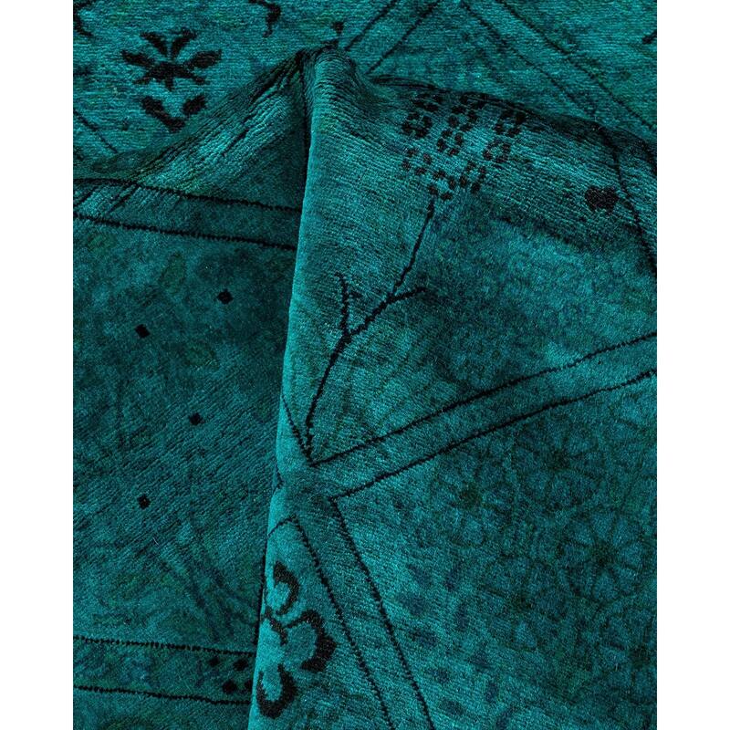 Fine Vibrance, One-of-a-Kind Hand-Knotted Area Rug - Green, 8' 1" x 8' 1" - 8' 1" x 8' 1"