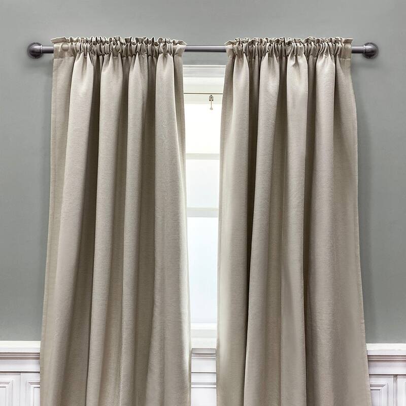 Lumi 1" Single Curtain Rod Set Pewter/ Matte Black- Wraparound finials