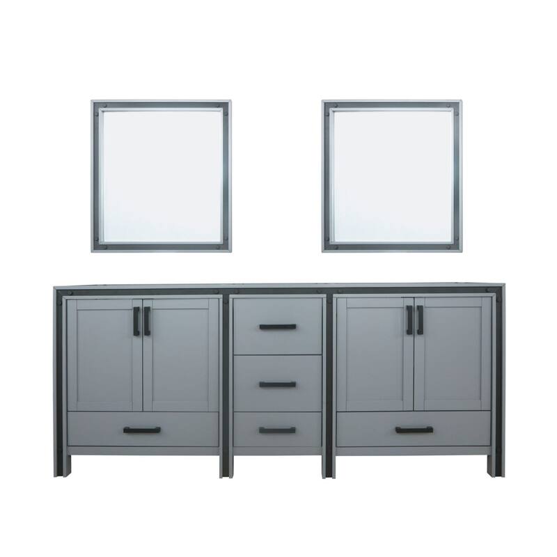 Ziva Bath Vanity No Top and Mirror - 80 inch - Dark Grey