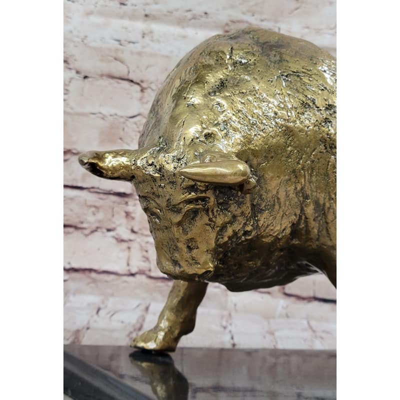 Gold Imitative Bull - Bronze Metal Sculpture Statue Signed Numbered Original Art
