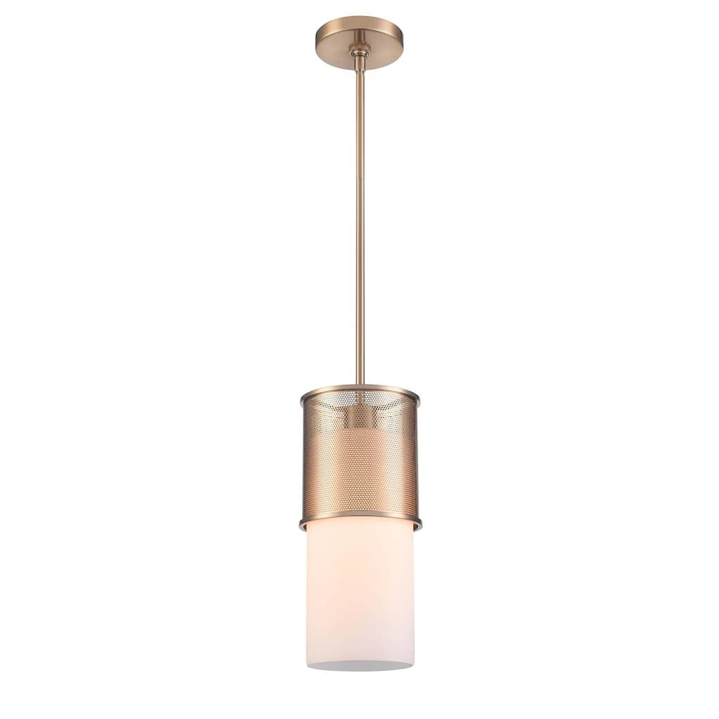 Elk Home Esteem Aged Brass Finish With Etched Opal Glass Shade Pendant