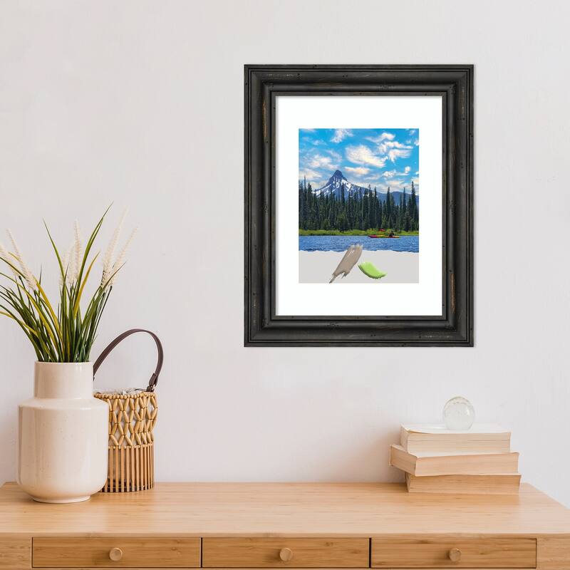 Rustic Pine Black Narrow Wood Picture Frame, Photo Frame, Art Frame