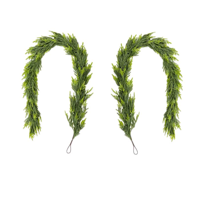 Glitzhome Christmas Greenery Pine PE Dripping Garland & Wreath & Teardrop Set - 9ft Garland *2