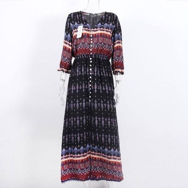 Shop Boho Style Maxi Dress Summer 2017 Fashion Holiday Printed