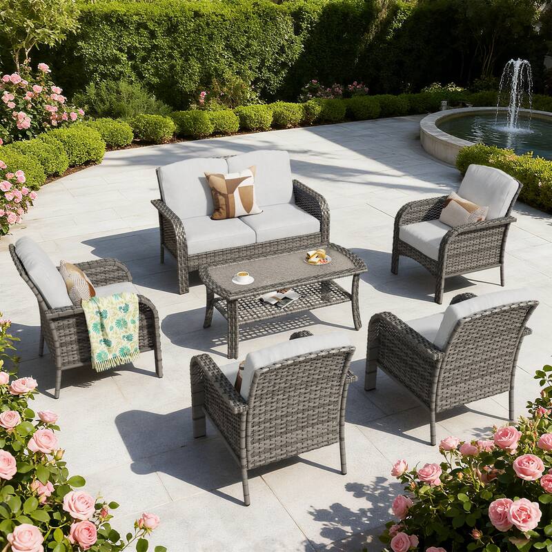 XIZZI 6-Piece Outdoor Wicker Patio Furniture Chairs Set