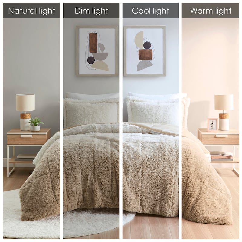 Intelligent Design Ella Ombre Shaggy Long Fur Comforter Mini Set
