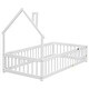 preview thumbnail 16 of 27, Twin Size Pine Wood House-Shaped Headboard Floor Bed with Fence for Kids, Boys and Girls