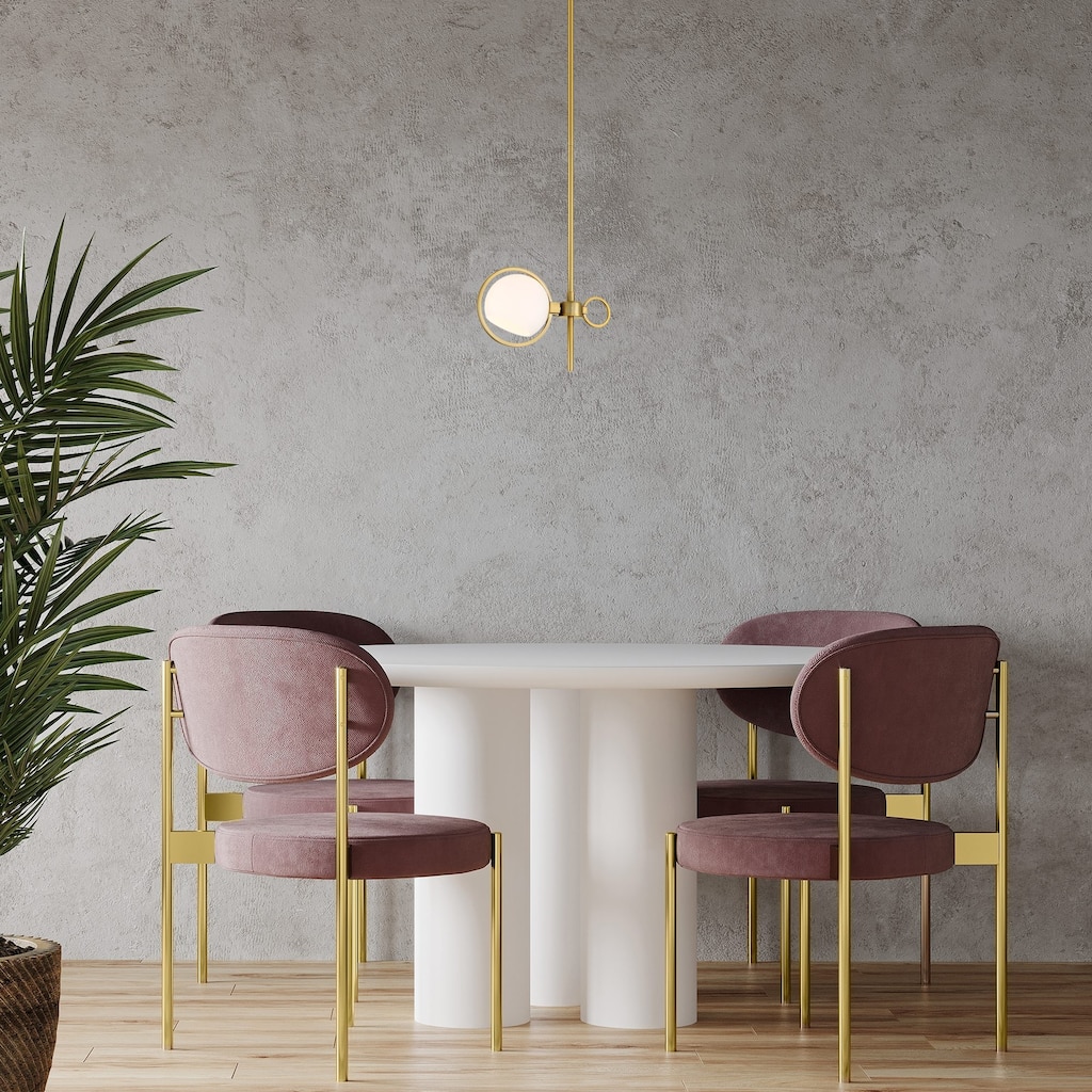 Teatro 11.25 in. 1-Light Brushed Gold Modern Pendant Light