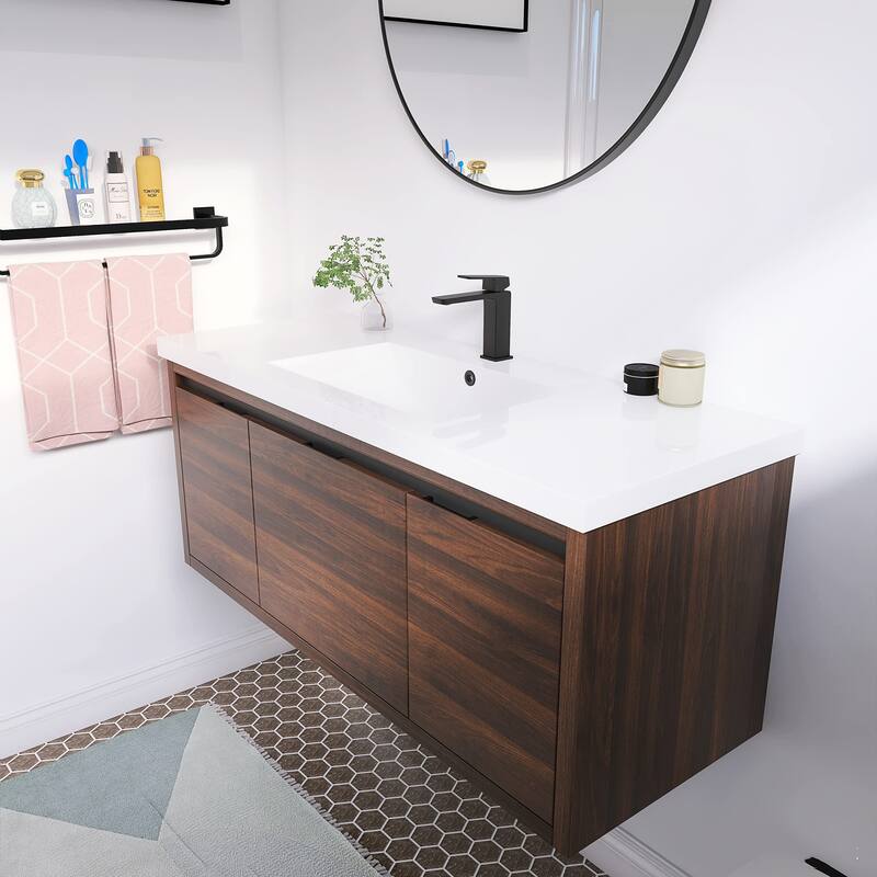 Beingnext 24"/30"/48" Bathroom Vanity with Sink, Floating Bathroom Vanity With Soft Close Door