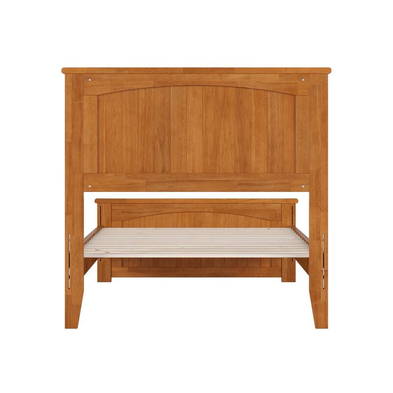 Solid Wood Low Profile Platform Bed - Twin Size, Matching Footboard, Modern Design, Sturdy Slats, Light Toffee Finish