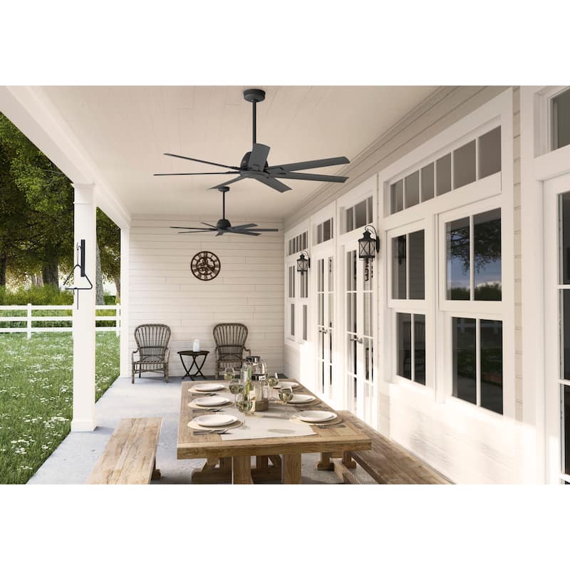 Hunter 60" Downtown Windmill Outdoor Ceiling Fan w/ Wall Control, Damp-Rated - Indoor-Outdoor, Industrial, Modern - ENERGY STAR!