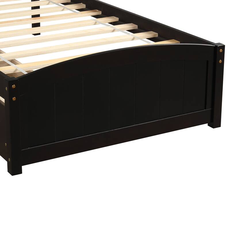 Twin Size Platform Bed with Two Drawers, Minimalist Design, Solid Pine Wood Frame