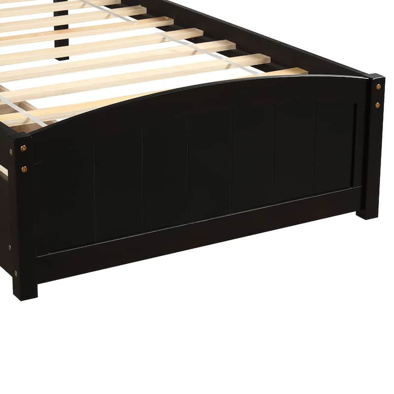 Wood Twin Size Platform Bed Solid Construction Twin Bed Frame