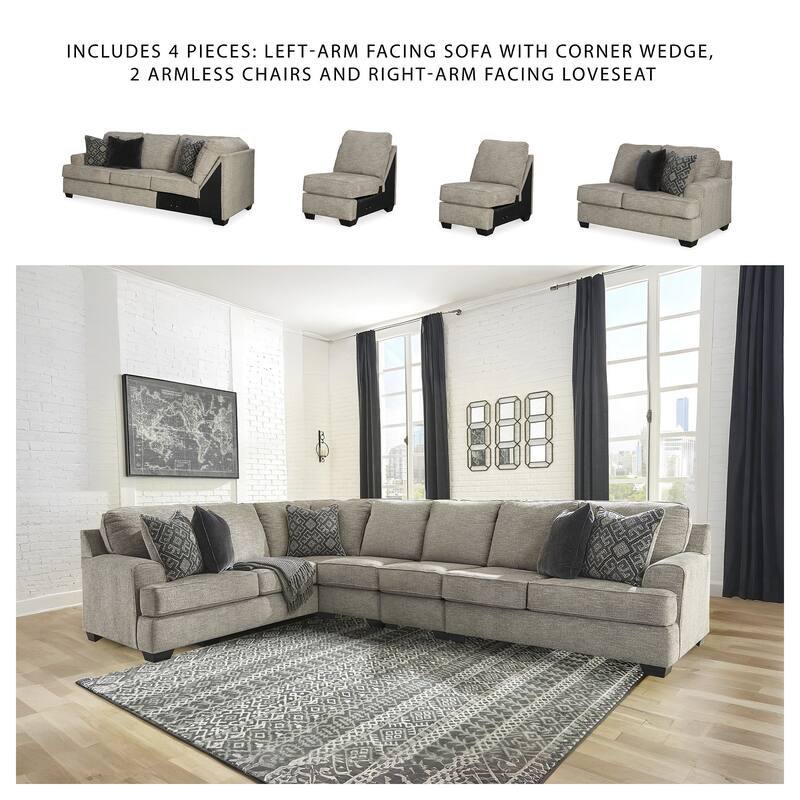 Signature Design by Ashley Bovarian Gray 4-Piece Sectional - 154"W x 99"D x 39"H