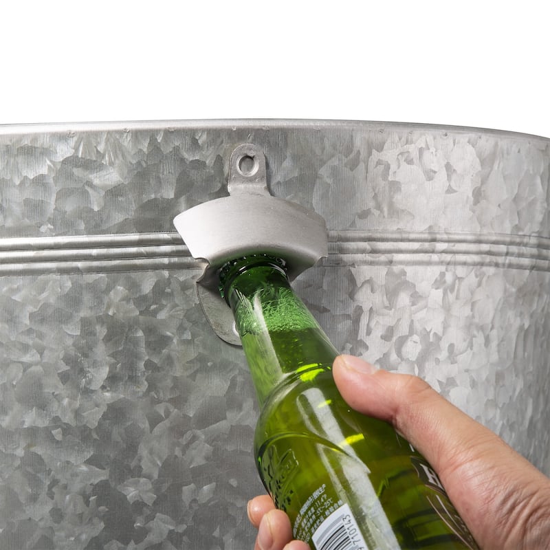 Glitzhome 26"H Rust-Resistant Metal Beverage Cooler Tub Ice Bucket - 2' x 2.6'