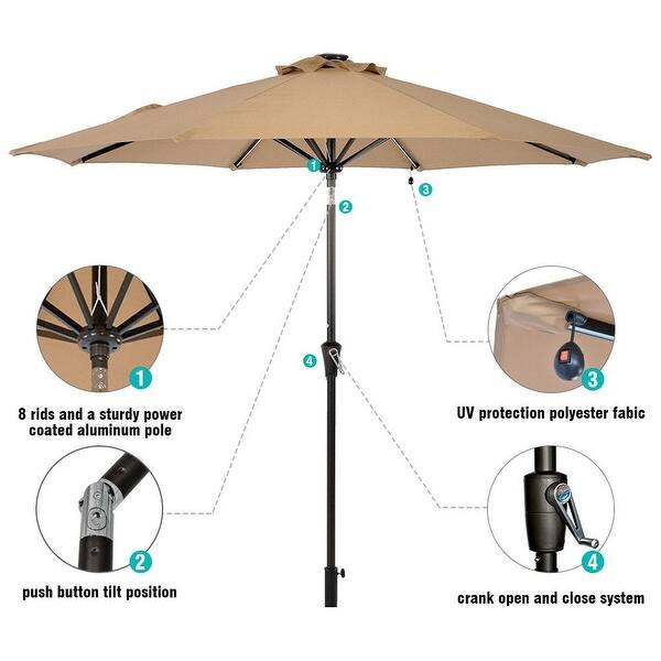 Shop 9ft Patio Umbrella Solar Light Beige Outdoor Patio Umbrella Overstock 31945415