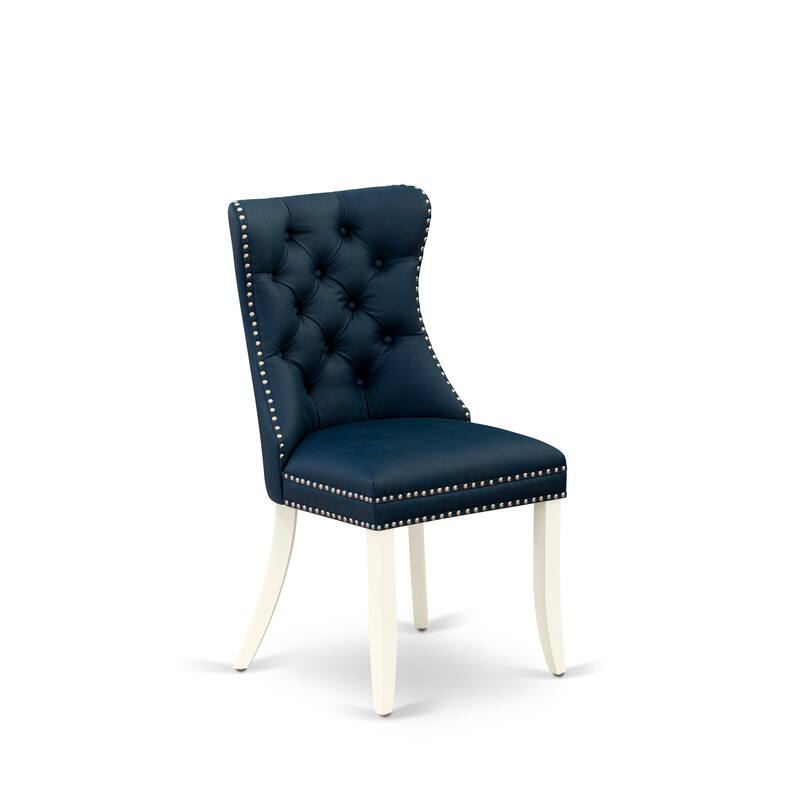 East West Furniture Dining Table Set Consists of a Round Kitchen Table and Upholstered Chairs, Linen White (Pieces Options)