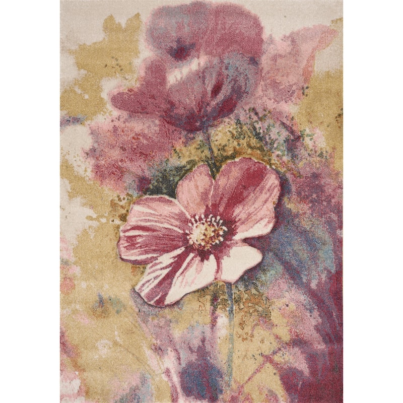 Fabio Collection - Multicoloured Blooming Flower Rug, 5'3" x 7'7"