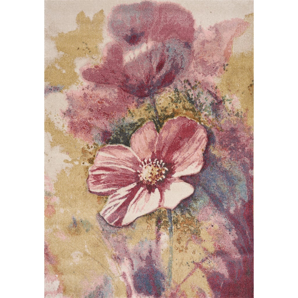 Fabio Collection - Multicoloured Blooming Flower Rug, 5'3" x 7'7"