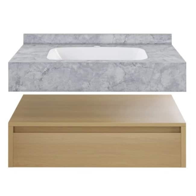 Swiss Madison SM-BV4905 Avancer 36" Wall Mounted Single Basin Vanity - Natural Oak / Storm Grey