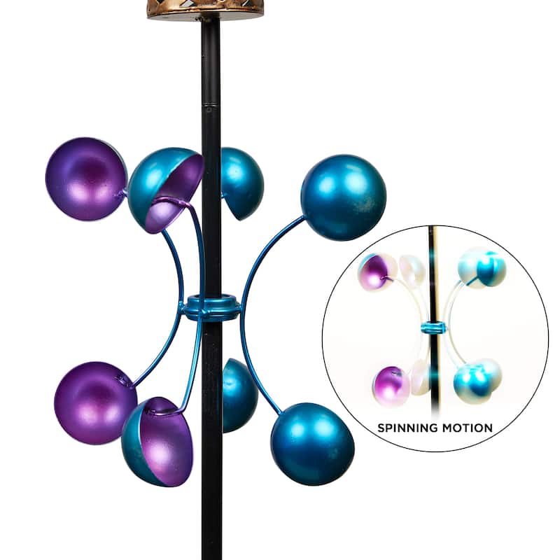 Solar Blue/Purple Hot Air Balloon Spinning Garden Stake w/LED