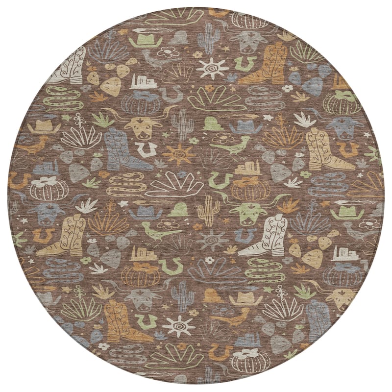 Machine Washable Indoor/ Outdoor Modern Ranch Chantille Rug