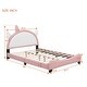 preview thumbnail 5 of 8, Full size Upholstered Platform Bed with Unicorn Shape Headboard and Footboard