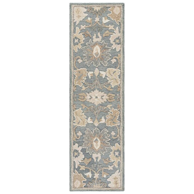 SAFAVIEH Handmade Ebony Viktorya Wool Rug - 2'3" x 8' Runner - Grey/Beige