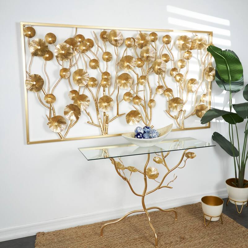 Metal Floral Dimensional Wall Decor - Gold - Roche River Decor