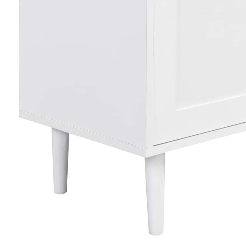 Home Shoe Cabinet, Wood Arched Door Organizer Cabinet with Adjustable Shelves, 43.30'' Tall Entryway Storage Cabinet