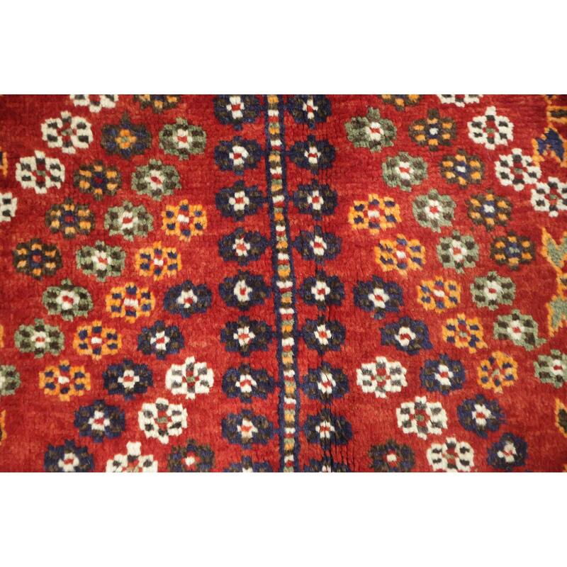 Hand Knotted Oriental 100% Wool Carpet Traditional Tribal Red Shiraz Area Rug - 6' 8'' X 3' 8''
