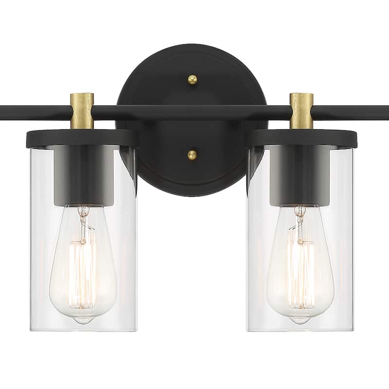 Modern Farmhouse 4-Light Glass Bathroom Vanity Lights Rustic Metal Wall Sconces - 30 inches