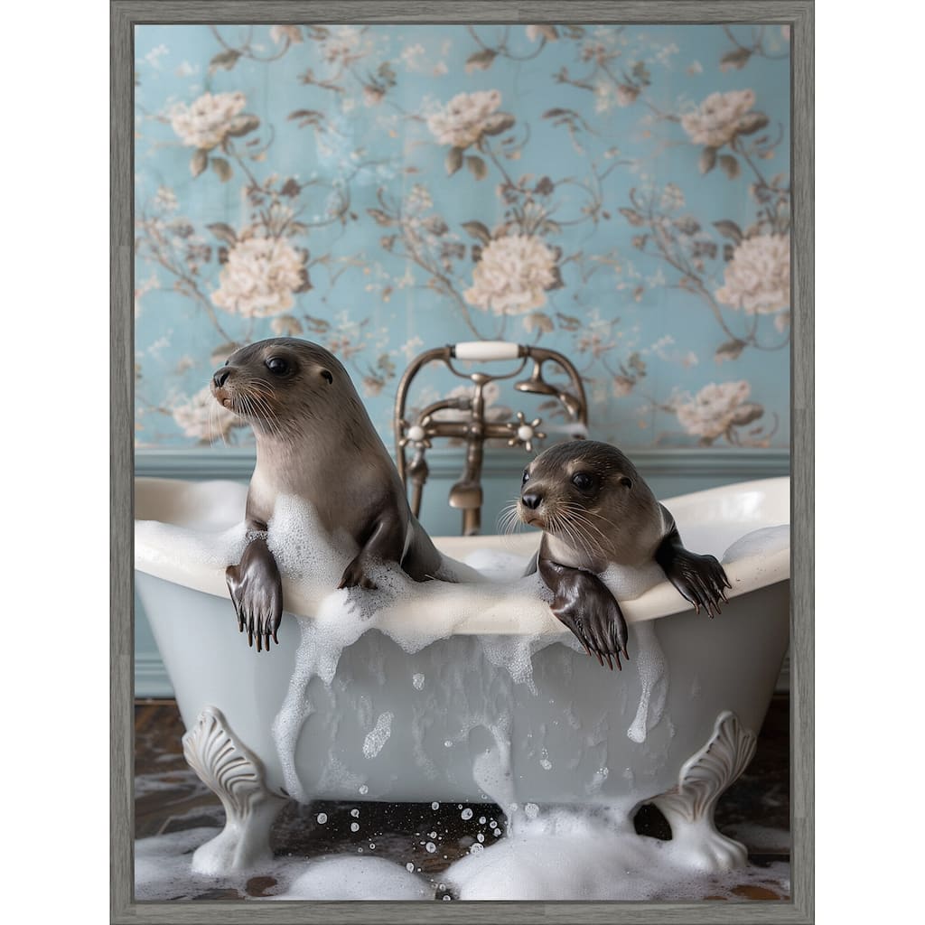 Seal Soak by Niky Rahner Framed Canvas Wall Art