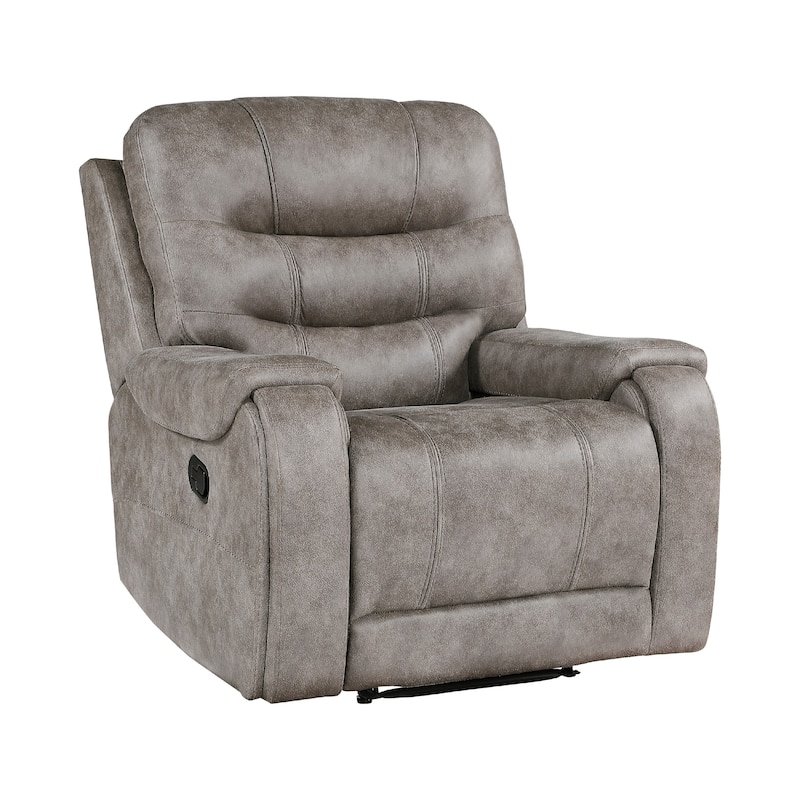 Erron Manual Reclining Chair, Gray Brown Microfiber, Foam Cushions
