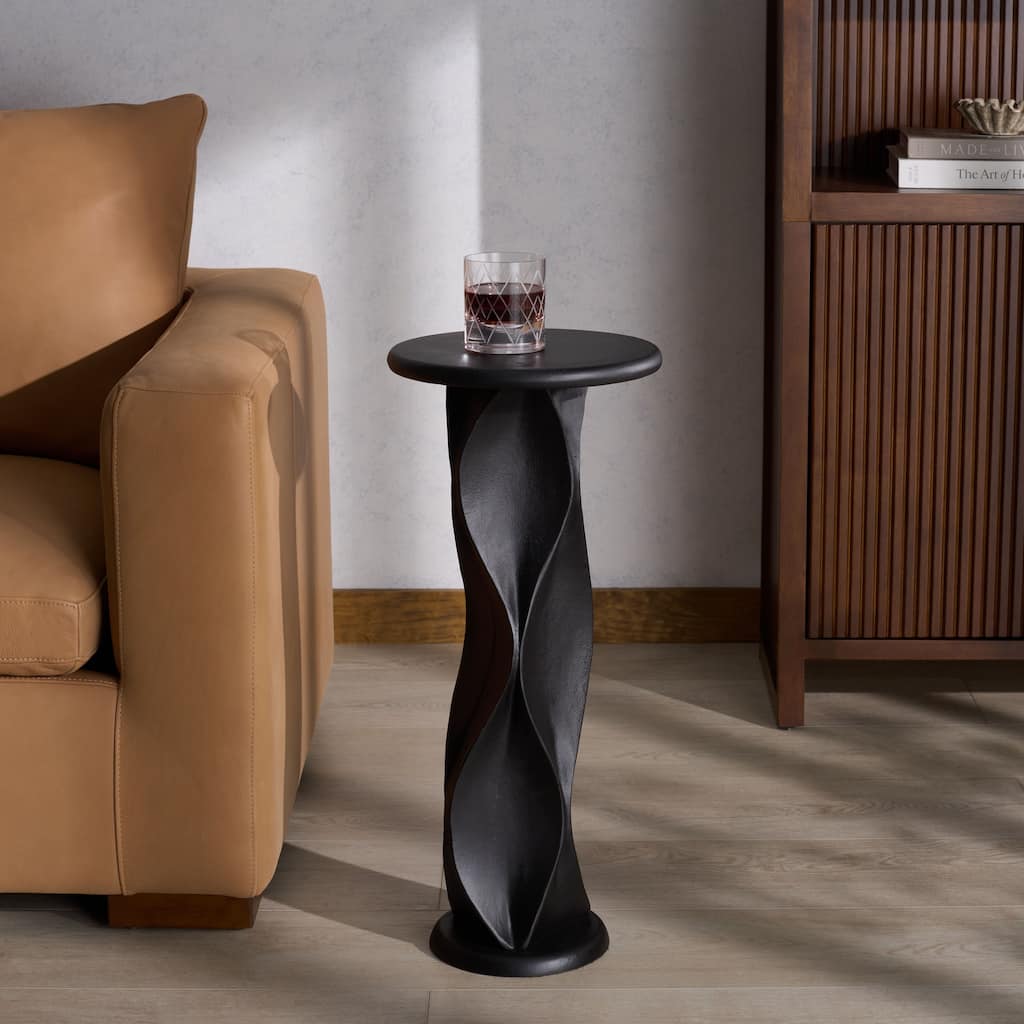 SAFAVIEH Couture Zaylyn Metal Accent Table with Sculptural Twist Design - 12"W x 12"D x 27"H