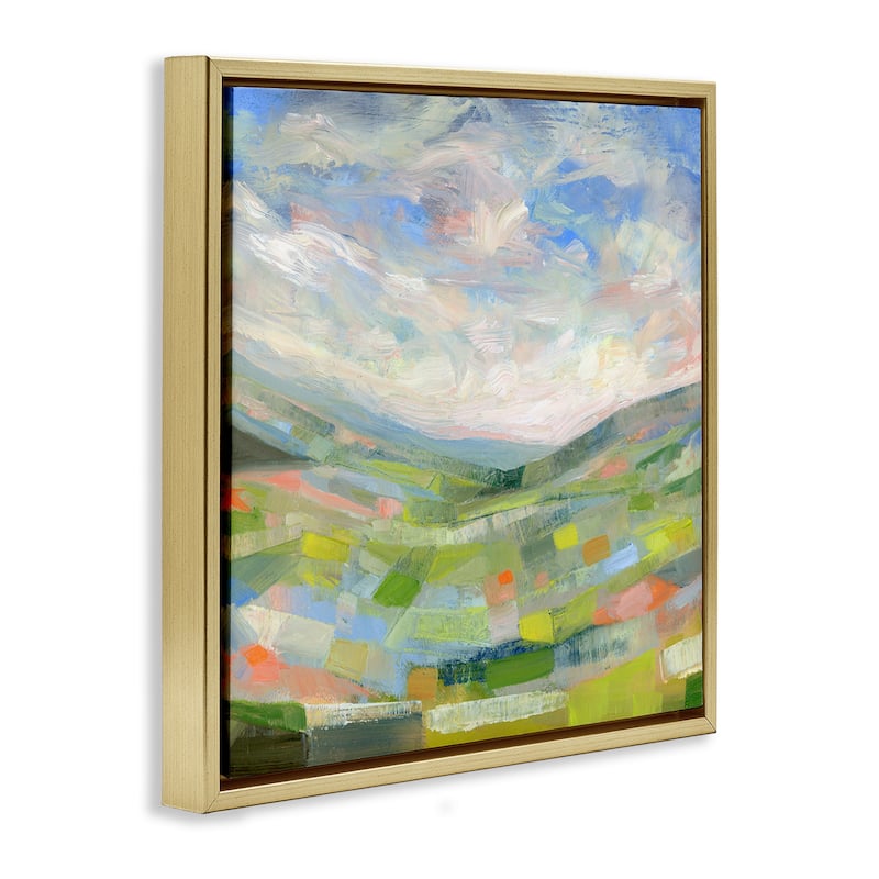 Stupell Jolly Geometric Countryside Scene Framed Floater Canvas Wall Art Design By Ashley Davis