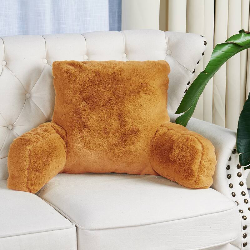 Home Soft Things FoxFauxFur Bedrest - 20" x 18" x17" - Burnt Orange