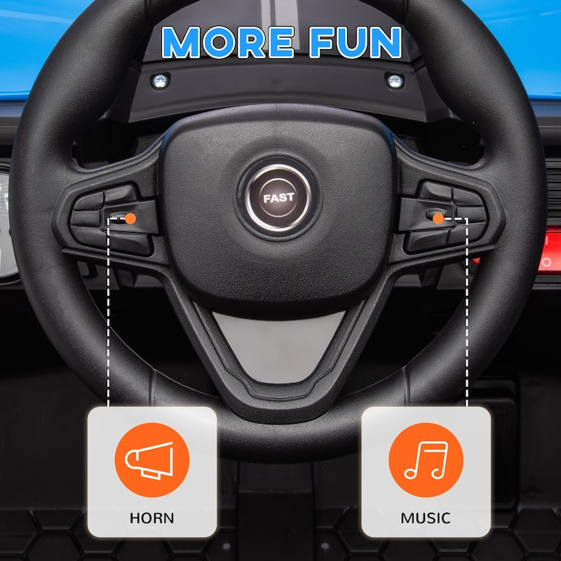 12V Kids Electric Car with Parent Remote, Blue Ride-On Car Off-Road Toy Car All-Terrain Car with LED Light